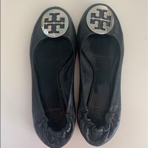 TORY BURCH Black Minnie Ballet Flats